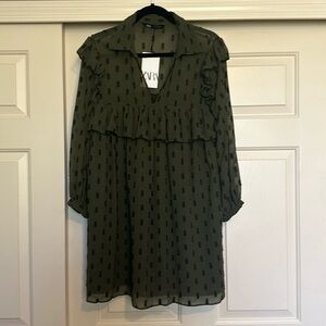 Zara. Army green dress with black detail. Size M.